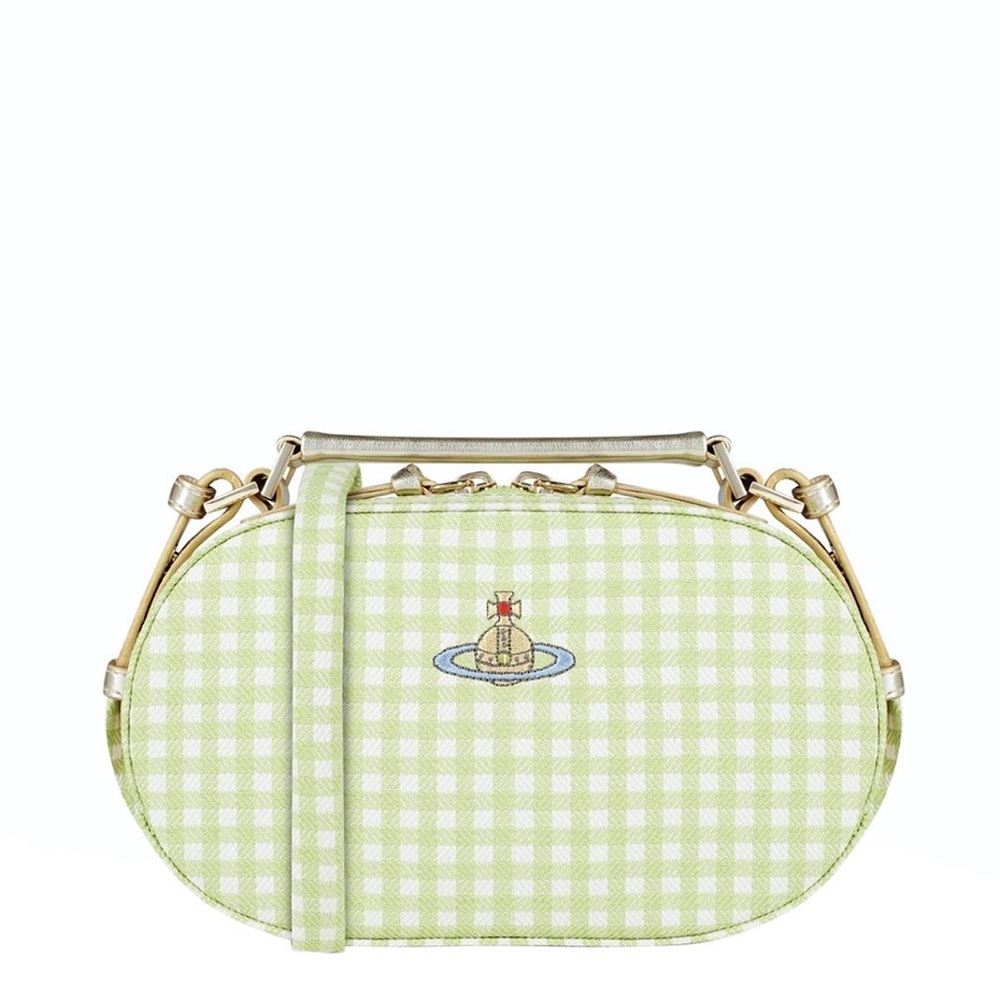 Rare Vivienne Westwood Green Re-Gingham Kathy Oval Camera Bag